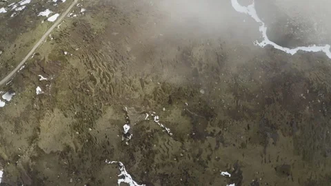 Drone Top VIew of Clouds over Mountain, Kosciuszko National Park, Australia Stock Footage 240854116