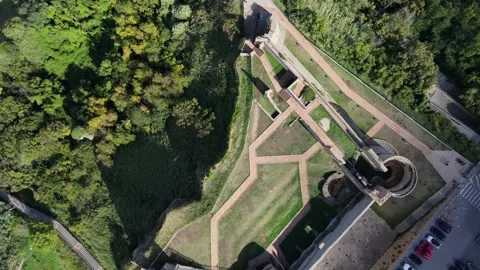 Drone top-view footage captures the XV-century Castello Aragonese in Ortona, Stock Footage 323084597