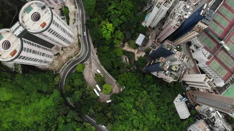 Drone top view of Hong kong city residential district Stock Footage 133836909