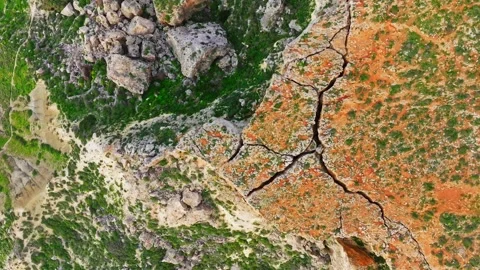 Drone top view of Maltese coast line. Rocks, cliffs Stock Footage 329373013