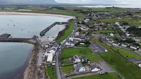 Drone top view of Mullaghmore coastal village. Stock Footage 341733883
