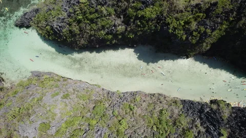 Drone top view over a big lagoon in El Nido palawan Stock Footage 273175966