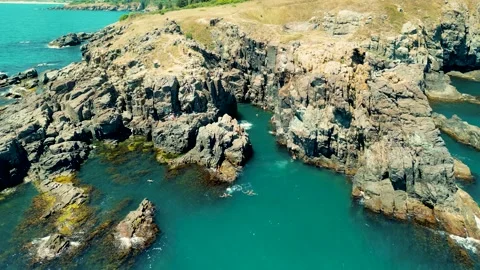 Drone top view  over cape Agalina Sozopol Видео 229409330