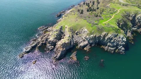 Drone top view  over cape Agalina Sozopol Stock-Footage 284001630