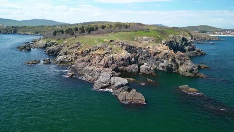 Drone top view  over cape Agalina Sozopol Stock-Footage 284001632
