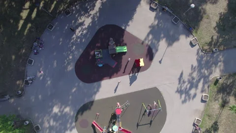 Drone top view of playground in park Stock Footage 161422601