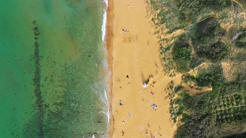 Drone top view of Ramla bay - famous maltese beach. Gozo island, Malta Stock Footage 270366262