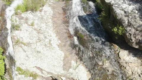 Drone top view of Waterfall in Rainforest, Australia, QLD, Gondwana, Springbrook Stock Footage 236536050