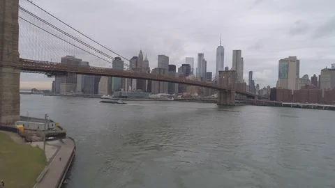 Drone Towards Brooklyn Bridge Stock Footage 83842280