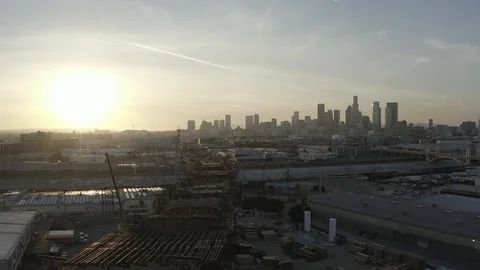 Drone towards LA Skyline. Stock Footage 115315321