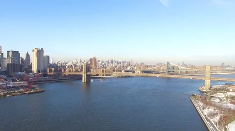 Drone towards the Manhattan Bridge Video stock 61713922
