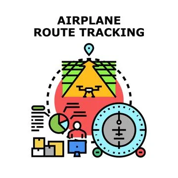 Drone tracking air route flight navigation system Illustrazione stock