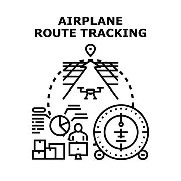 Drone tracking air route flight navigation system Stock Illustration