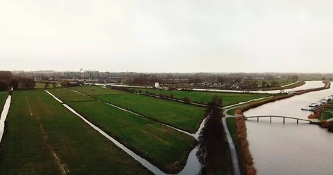 Drone tracking back of canals Stock Footage 101141194