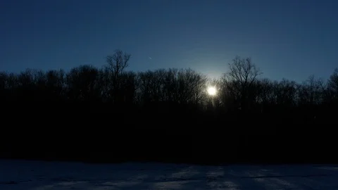 Drone Tracking Night Sun and Trees Video stock 101388389