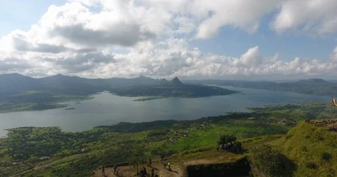 Drone tracking shot of a far off lake Stock Footage 117411016