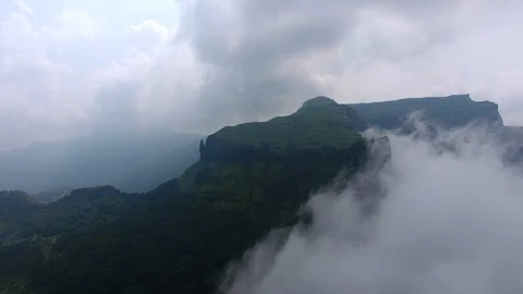 Drone tracking shot of mountain range and forest of India Stock Footage 117698880