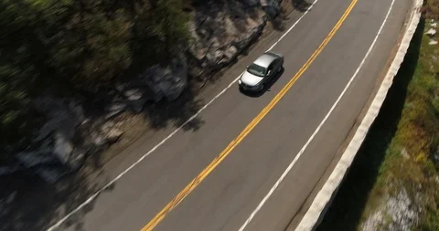 Drone Tracking Silver Car Stock Footage 128845710