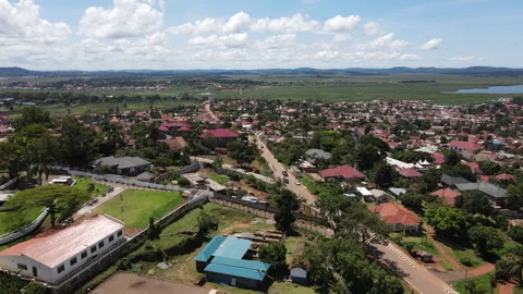 Drone Tracking: Smooth Sweep Over the Town 스톡 동영상 278602371