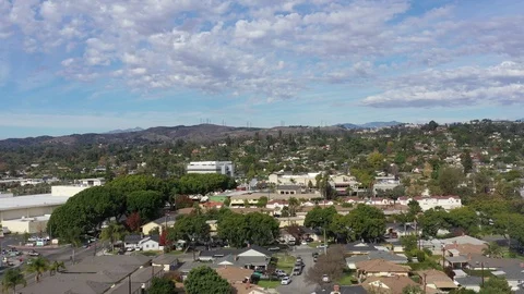 Drone Trucking Shot Of Los Angeles Suburb With Clouds Stock Footage
