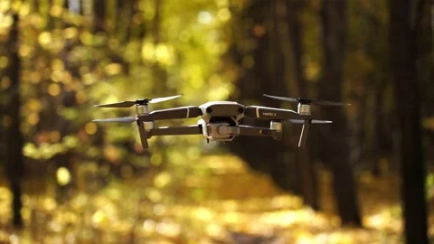 The drone turns the camera to the side, Dron Hunter Stock Footage 162763390