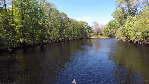 Drone of two canoes in river Stock Footage 111271096