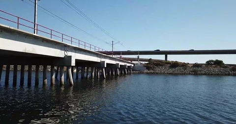 Drone Under Bridge Stock Footage 123452063