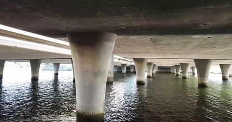 Drone Under Bridge Stock Footage 123452096