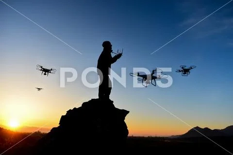 Drone use in harsh conditions in mountains Stock Photos