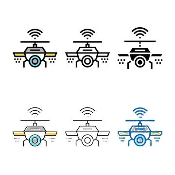 Drone variants with wifi and camera color icon vector 스톡 일러스트