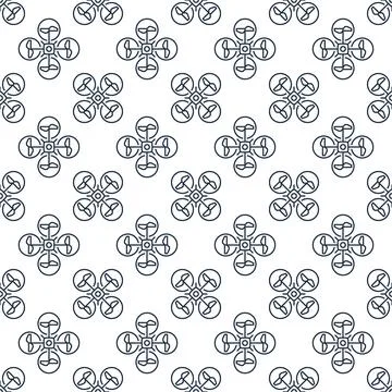 Drone vector concept simple outline seamless pattern Illustrazione stock