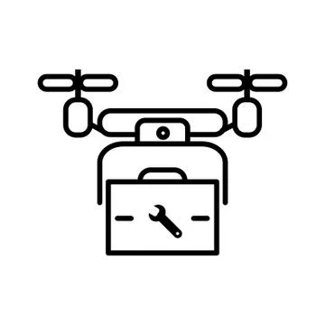 Drone vector icon. Style is flat symbol on white background. Repair service of Stock Illustration