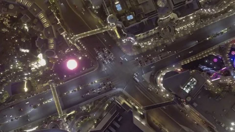 Drone Vegas Night Intersection fly over Video stock 81600207