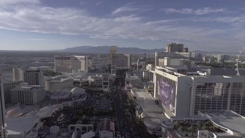 Drone Vegas Strip pull up Stock Footage 81628099