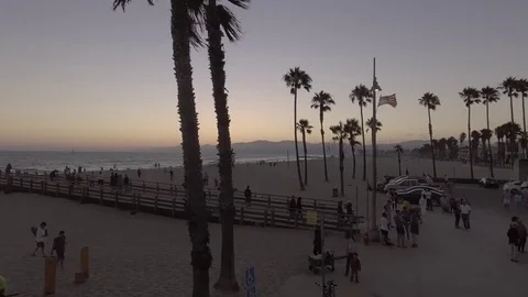 Drone Venice Beach at Sunset Video stock 81486131