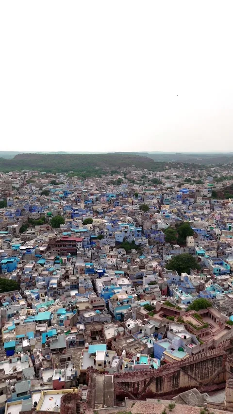 Drone vertical pass over Mehrangarh Fort’s Temple Stock Footage 310659789