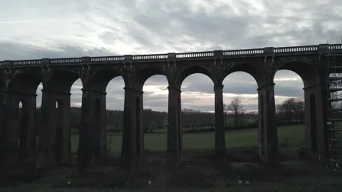 DRONE VIADUCT  PAN 3 Video stock 303210078