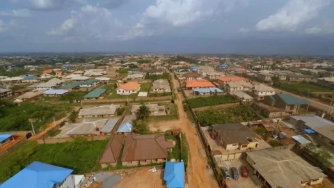 Drone video of african ghetto or developing nation in ibadan oyo nigeria Stock Footage