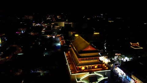 Drone Video of Ancient Architecture at Night Stock Footage 324768617