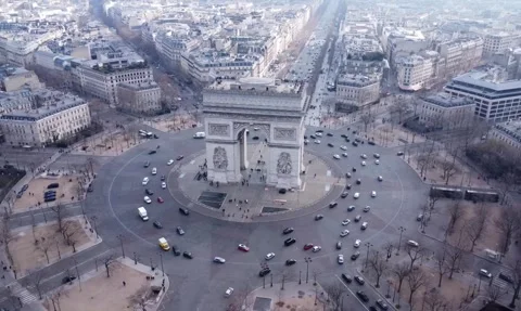 Drone video Arch of Triumph Paris France europe Stock Footage 302507002