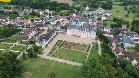 Drone video Azay-le-Ferron castle France europe Stock Footage 302663281