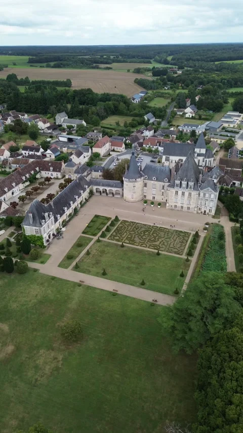 Drone video Azay-le-Ferron castle France europe Stock Footage 302663380
