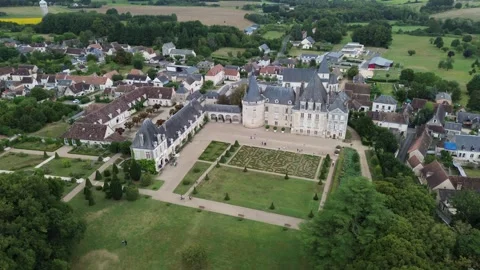 Drone video Azay-le-Ferron castle France europe Stock Footage 302663398