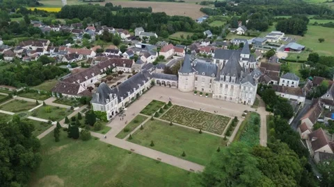 Drone video Azay-le-Ferron castle France europe Stock Footage 302663404