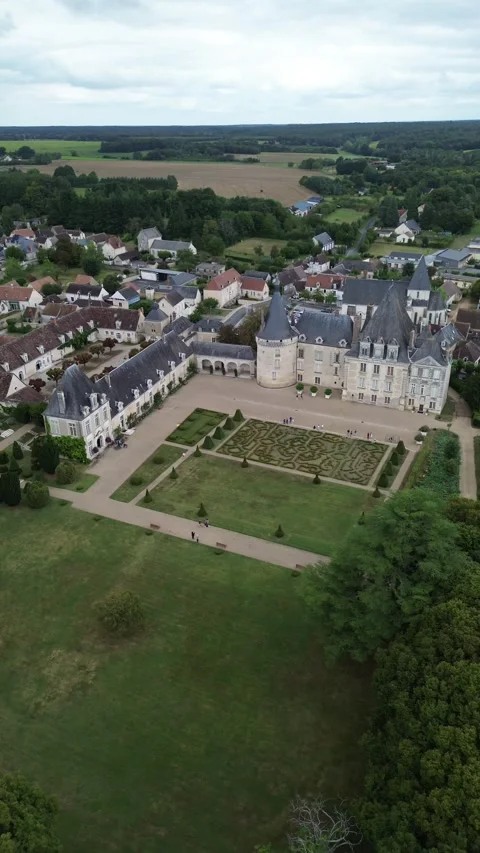 Drone video Azay-le-Ferron castle France europe Stock Footage 302663436