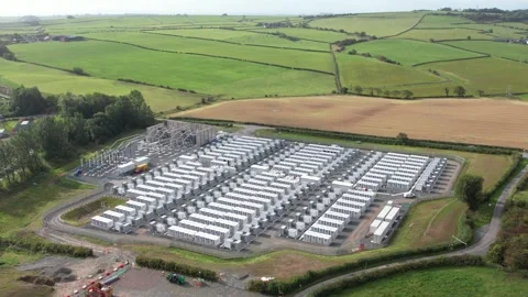 Drone video of Battery Storage Site (BESS) Stock Footage 324516421