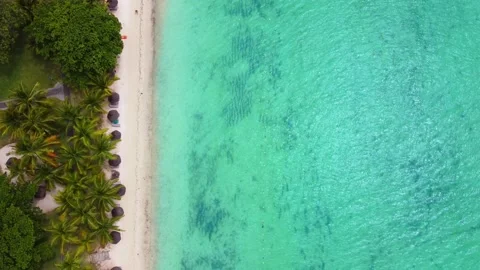 Drone video of a beach in Mauritius called Plage de Trou aux Biches Stock Footage 169023672