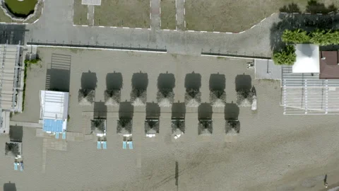 Drone video of beach umbrellas Stock Footage 149162685