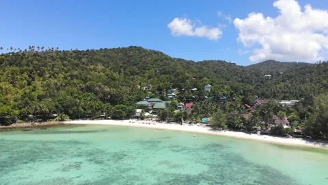 Drone Video of Beaches on Koh Phangan Island in Thailand, Asia Stock Footage