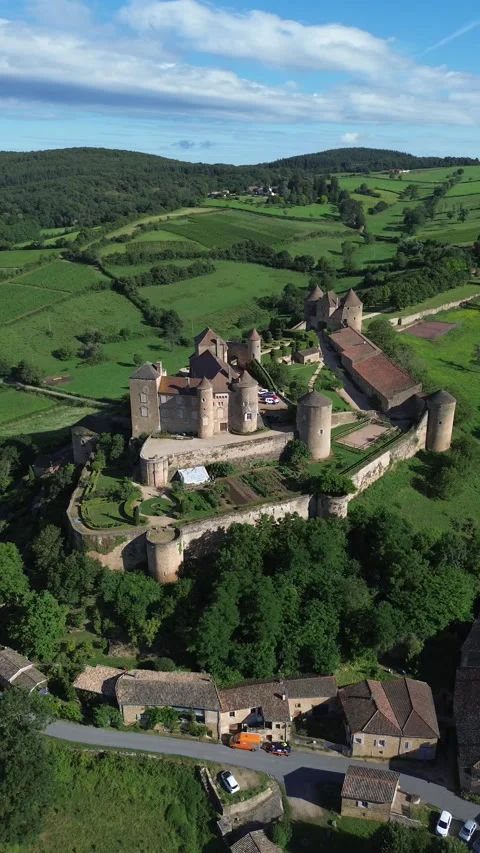 Drone video Berze-le-Chatel fortress France europe Stock Footage 302654251
